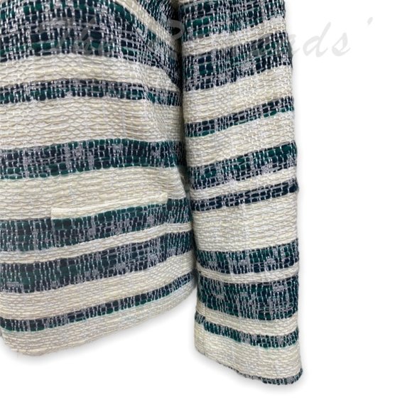 Zara Basic Striped Green, White Zip-up Blazer Size XS - Picture 3 of 12